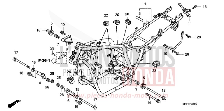 RAHMENKOERPER von CB1300 Super Bold'or ABS GRAPHITE BLACK (NHB01EB) von 2010